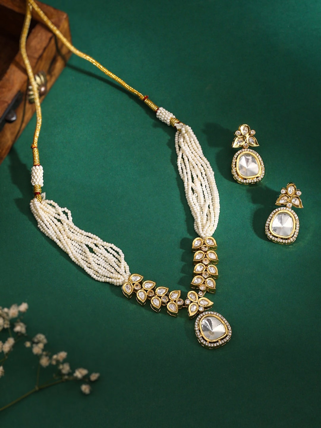 THE AAB STUDIO Gold-Plated Kundan Studded & Beaded Jewellery Set