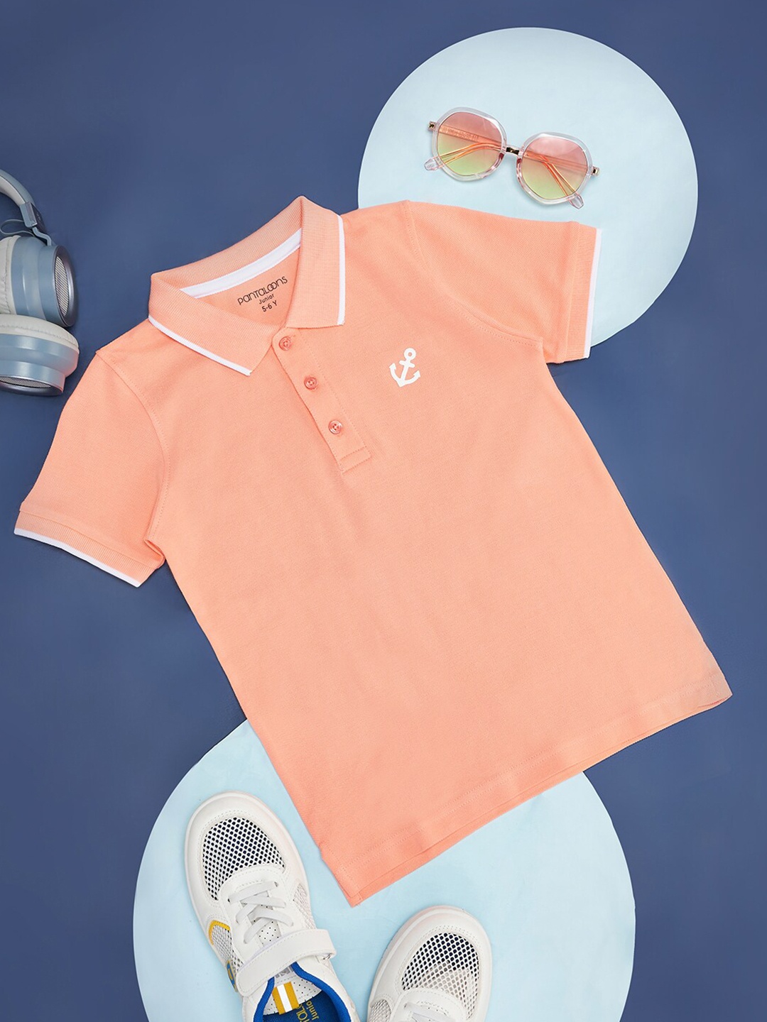 

Pantaloons Junior Boys Polo Collar Cotton T-shirt, Peach