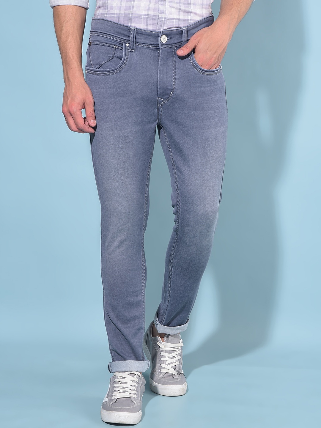 

Crimsoune Club Men Skinny Fit Stretchable Jeans, Grey