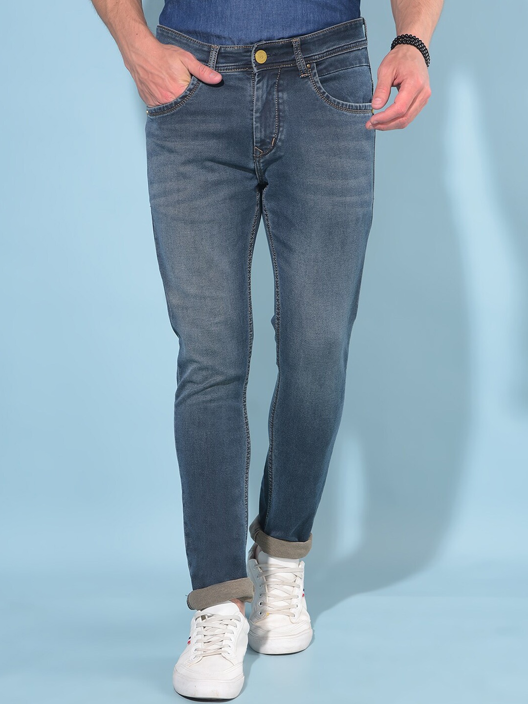 

Crimsoune Club Men Skinny Fit Mid Rise Clean Look Stretchable Jeans, Blue