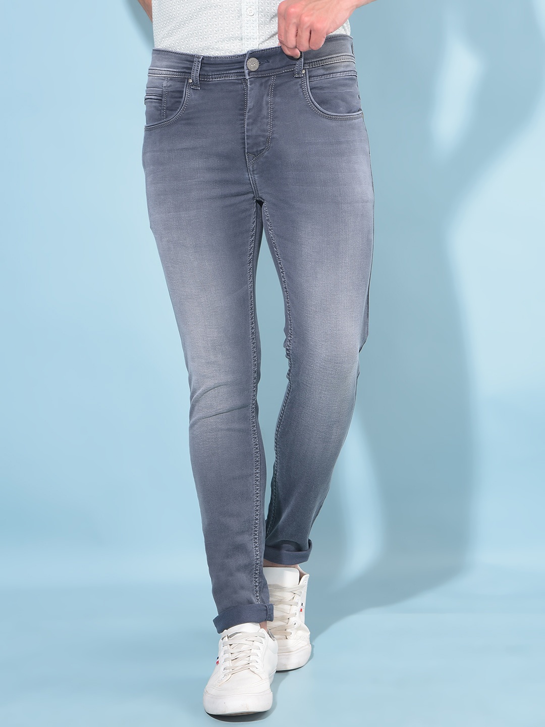 

Crimsoune Club Men Skinny Fit Stretchable Jeans, Grey