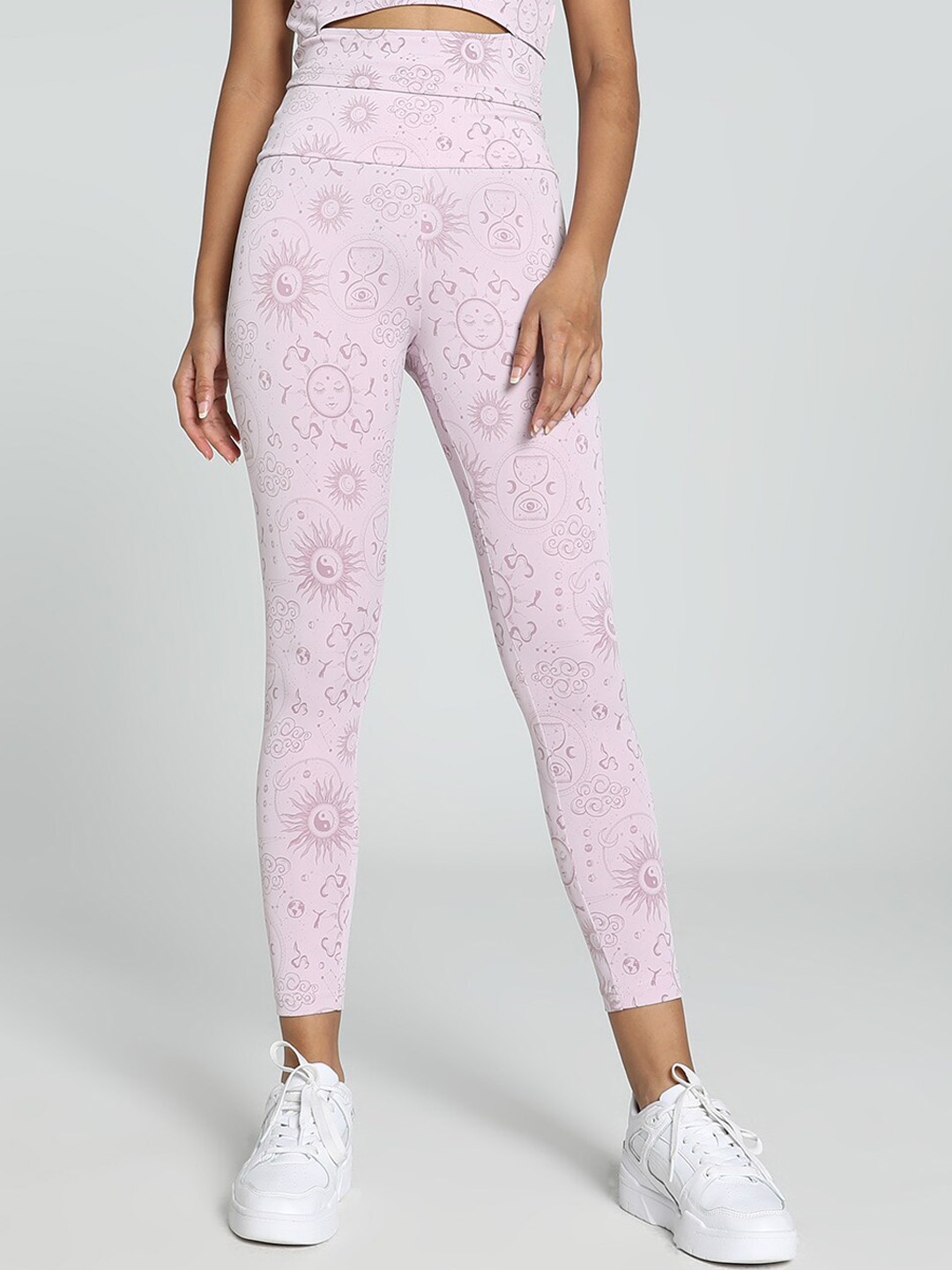 

Puma Classics Printed High-Waisted Tights, Purple