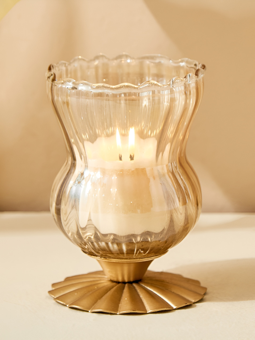 

Home Centre Gold-Toned Glass Votive Candle Holder