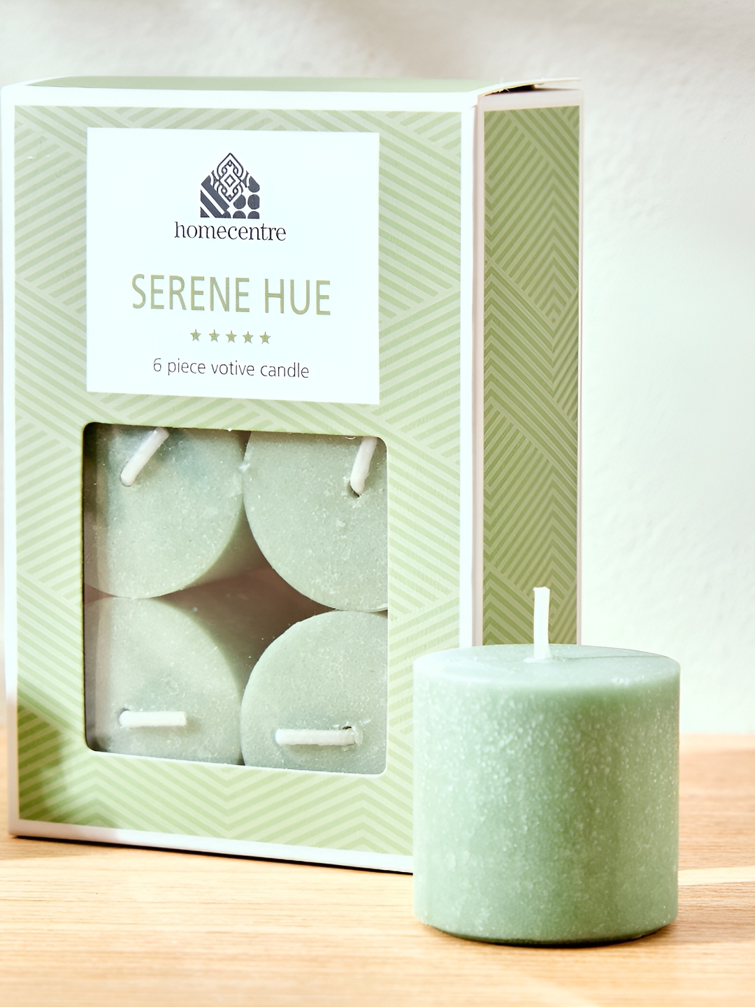 

Home Centre Green 6 Pieces Pillar Candles