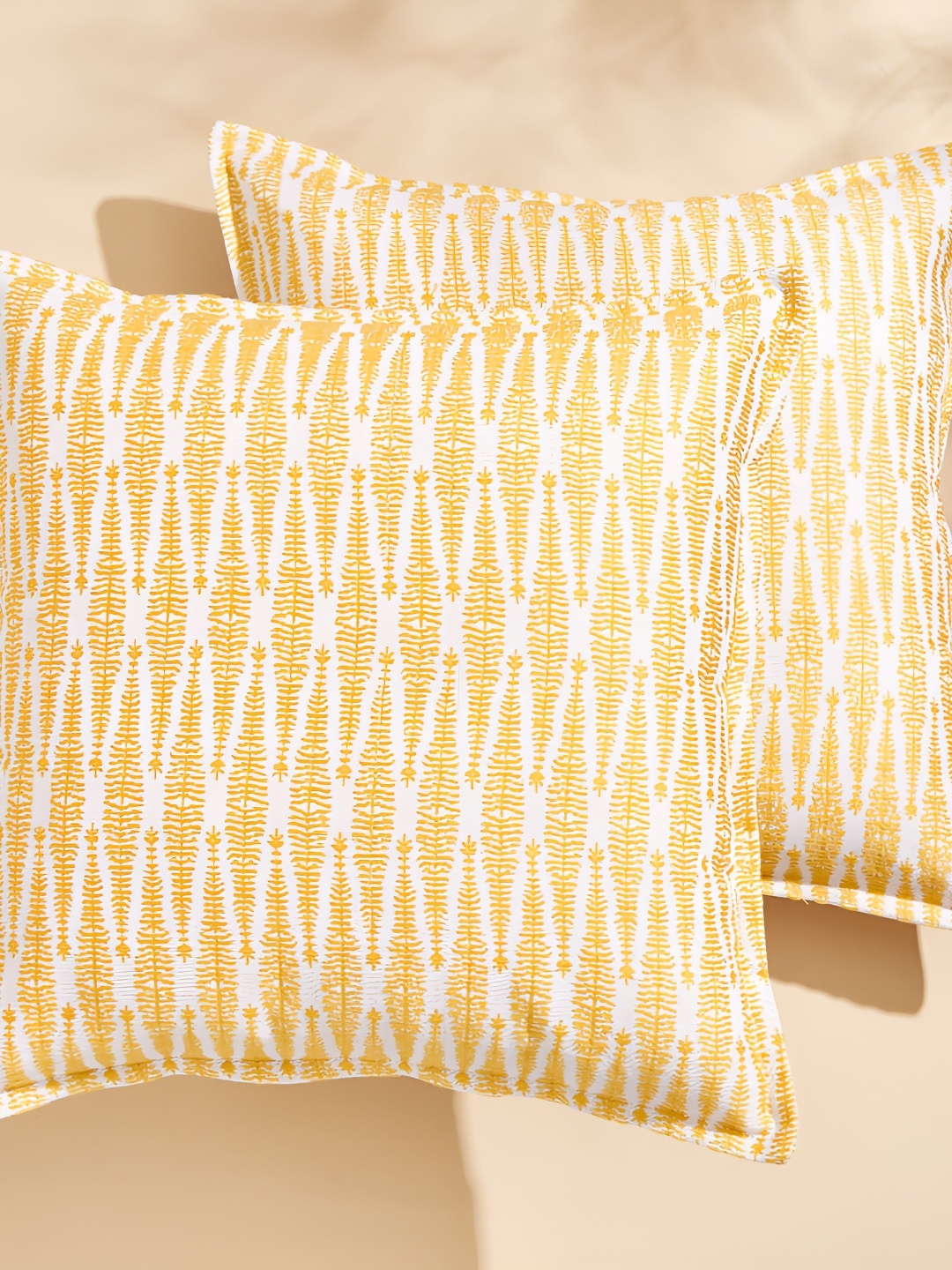 

Home Centre Mystic Meadows Mystic Meadows Yellow 2 Pieces Striped Jacquard Cushion Covers