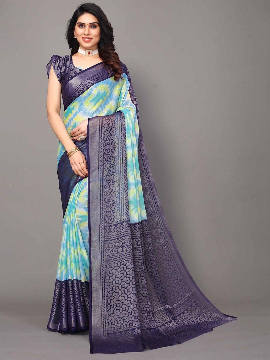 

HALFSAREE STUDIO Woven Design Zari Saree, Blue