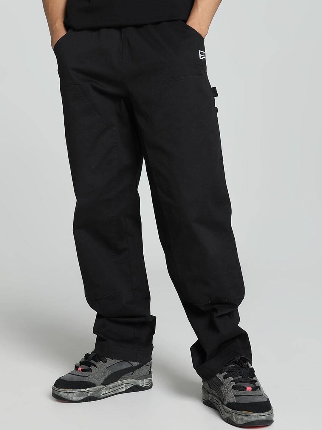

Puma DOWNTOWN Double Knee Men Cotton Track Pants, Black