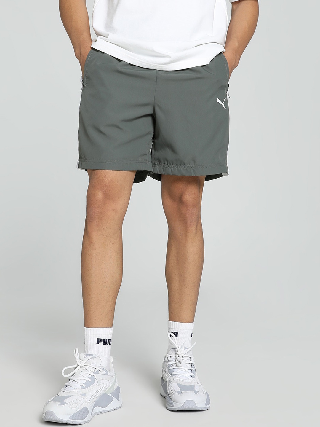 

Puma Men Zippered Woven Regular Fit Shorts, Grey