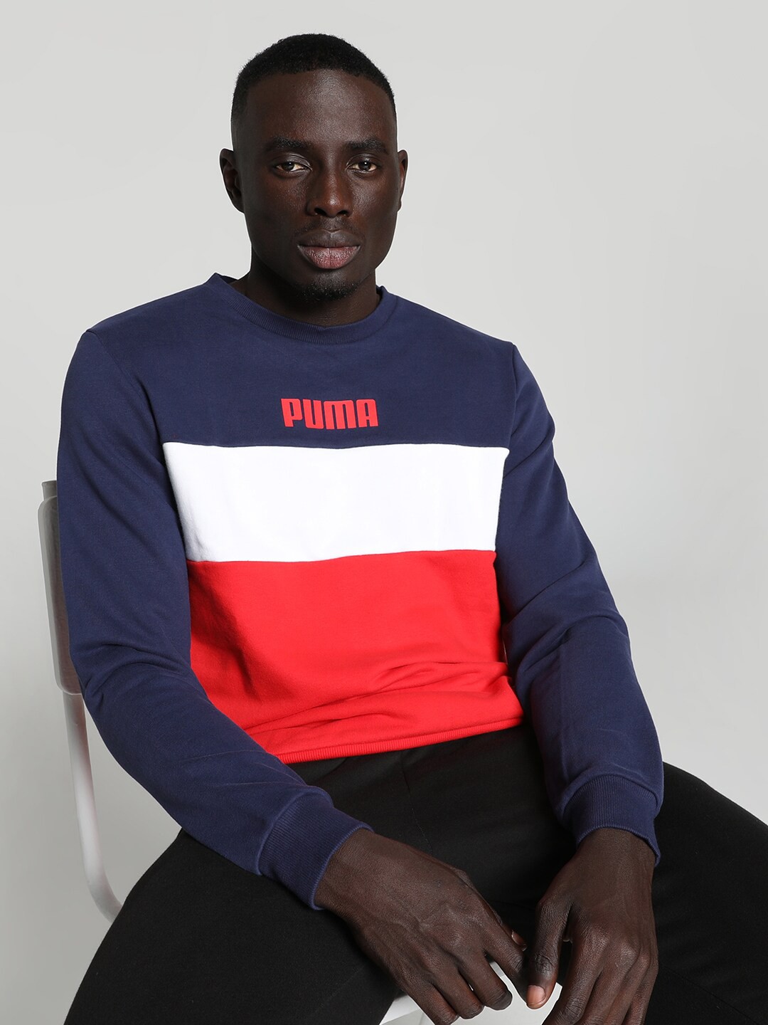 

Puma Colorblocked Crew Neck Sweatshirts, Navy blue