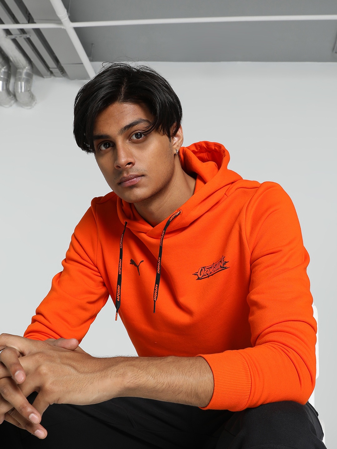 

Puma Orangutan Hooded Cotton Pullover Sweatshirt, Orange