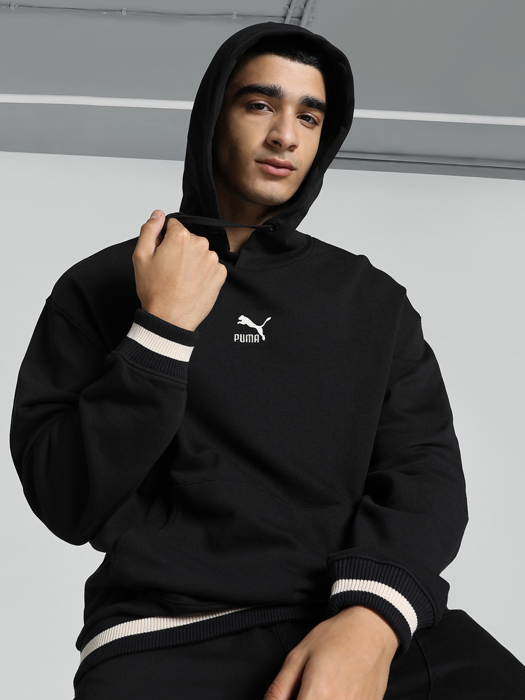 Puma Pullover Cotton Hoodie Sweatshirts, Black