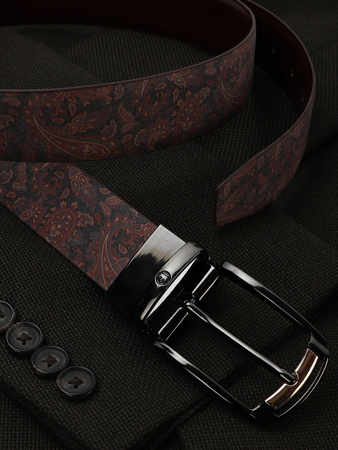 

Louis Philippe Men Printed Genuine Leather Belt, Brown