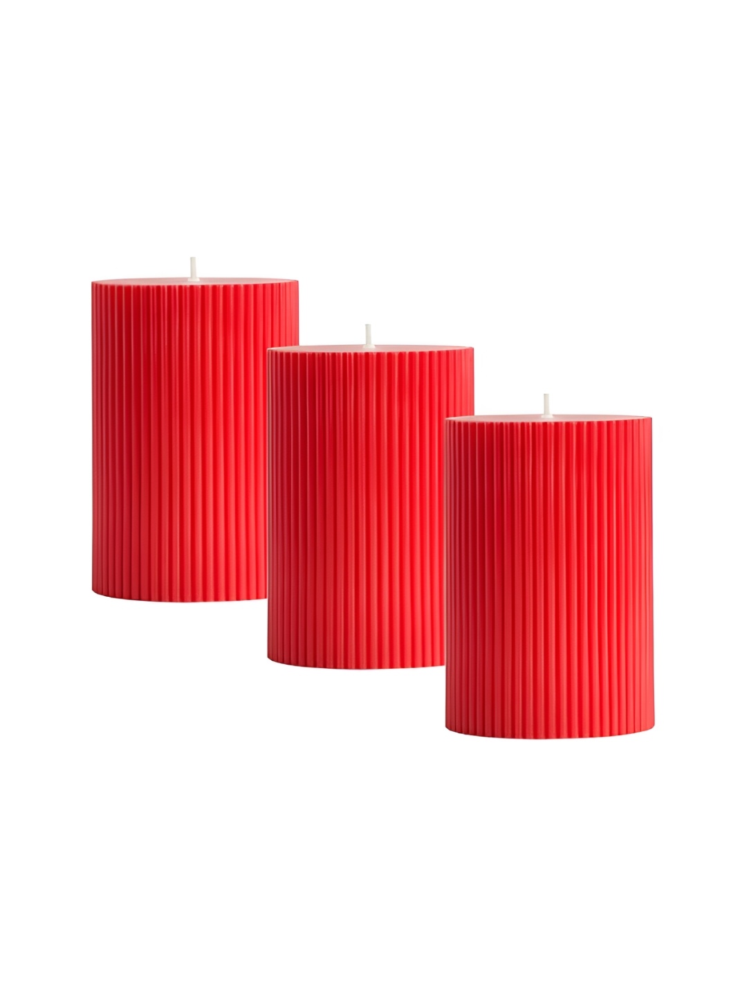 

atorakushon Red 3 Pieces Textured Scented Pillar Candles