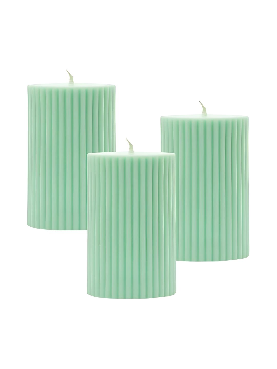 

atorakushon Green 3 Pieces Textured Scented Pillar Candles