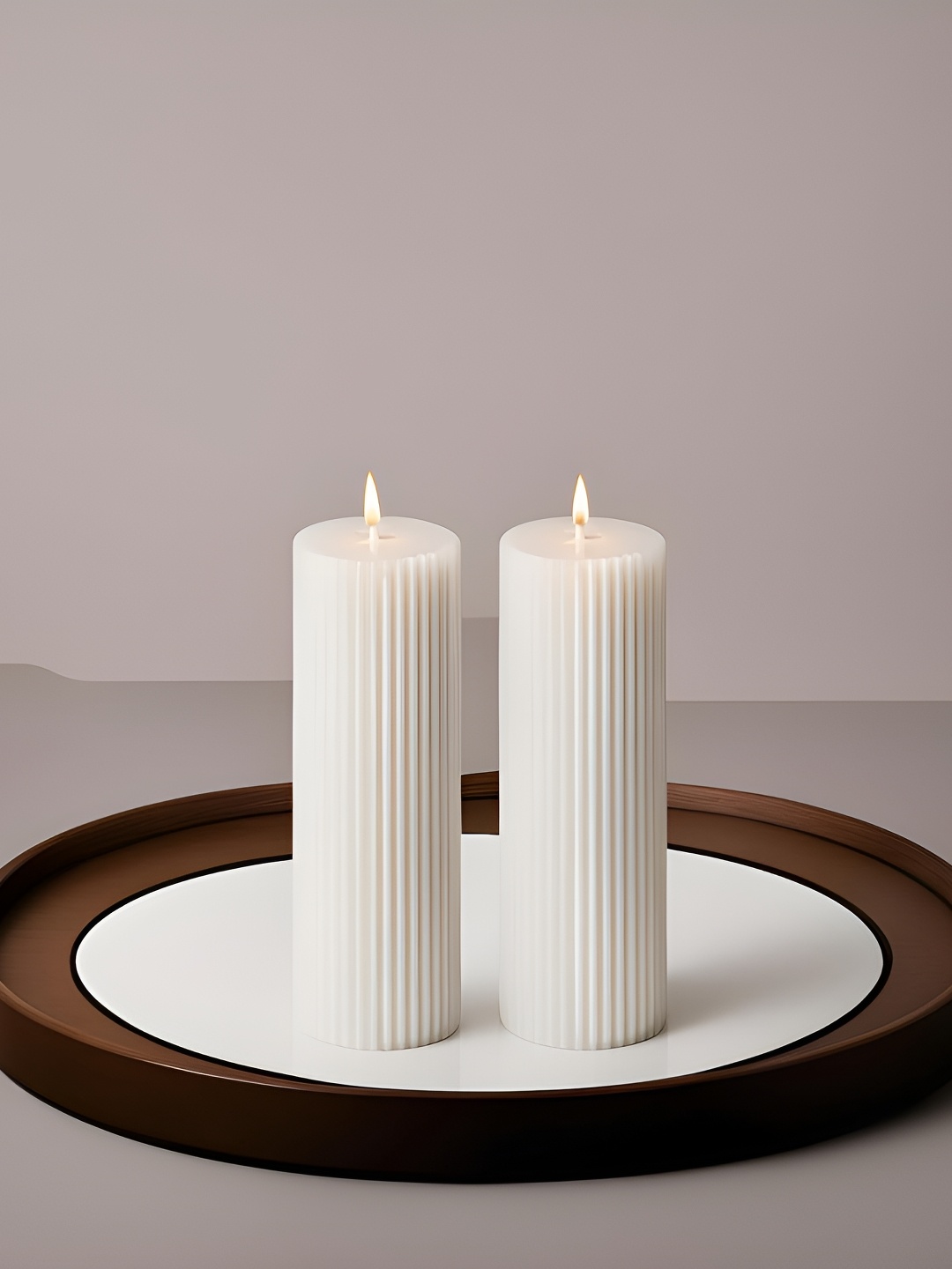 

atorakushon White 2 Pieces Textured Scented Pillar Candles