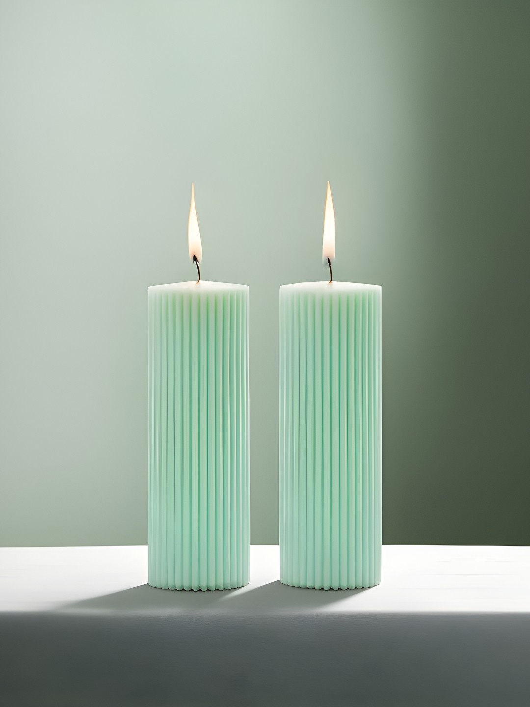 

atorakushon Green 2 pieces Soy Wax Lemon Grass Scented Pillar Candle