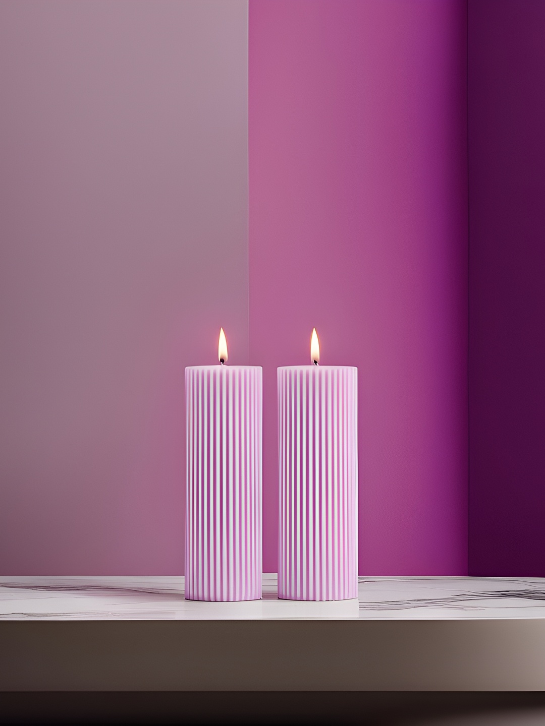 

atorakushon Purple 2 pieces Soy Wax Lavender Pillar Candle