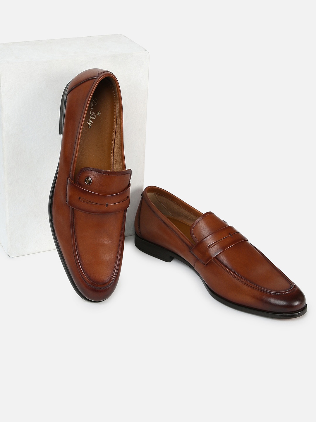 

Louis Philippe Men Leather Formal Loafers, Brown