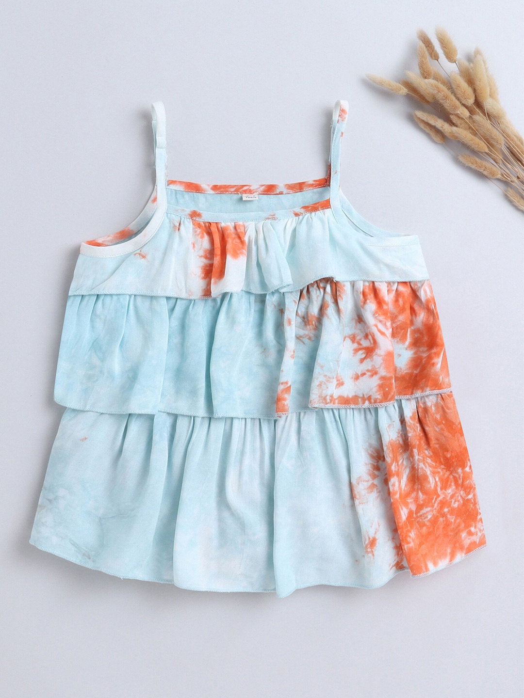 The Magic Wand Girls Dyed Cotton Tiered Top, Blue