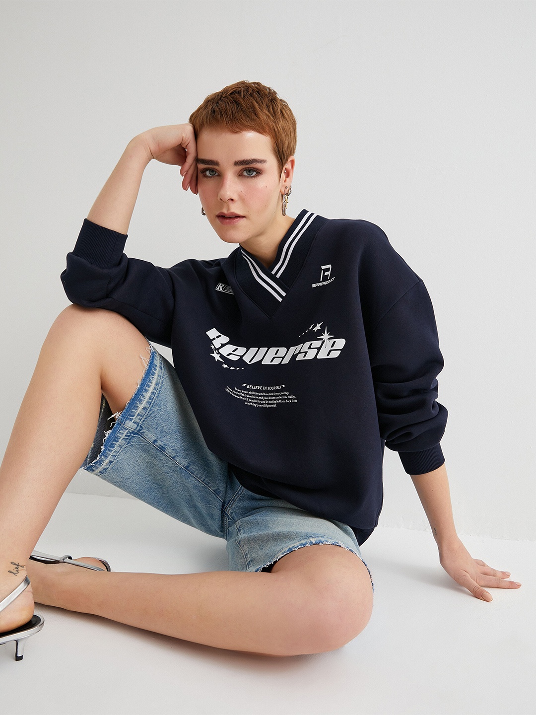 

Koton Typography Printed Sweatshirt, Navy blue