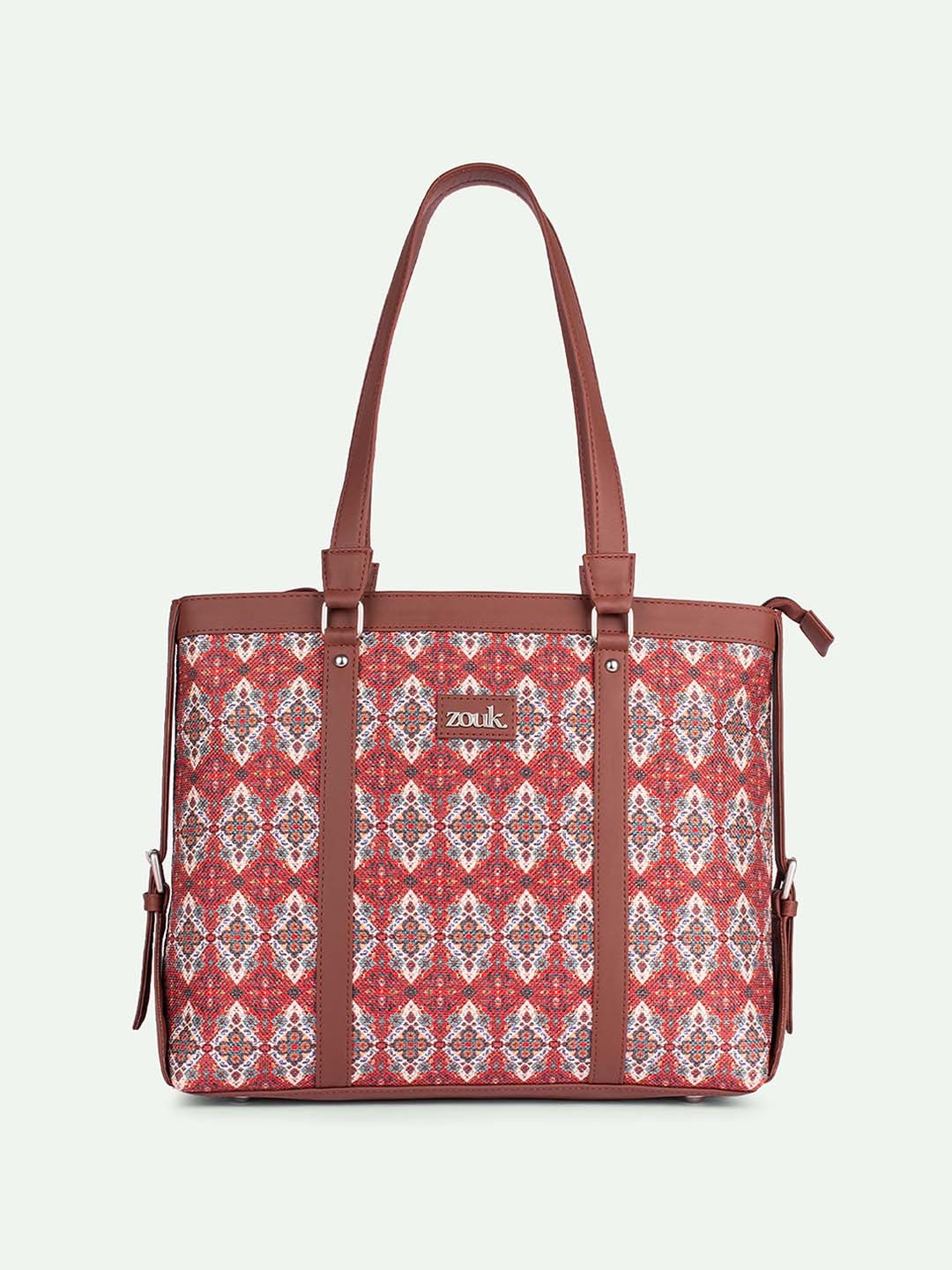 

ZOUK Floral Printed Structured Shoulder Bag, Red