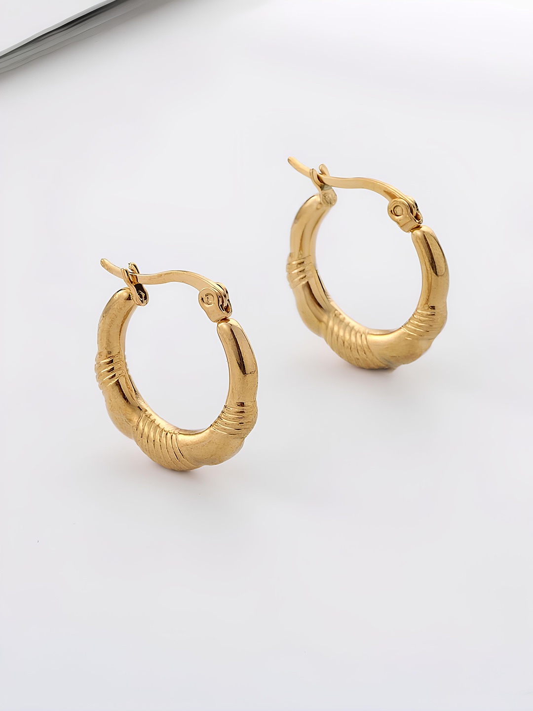 

KARISHMA KREATIONS Gold-Plated Stainless Steel Contemporary Hoop Earrings