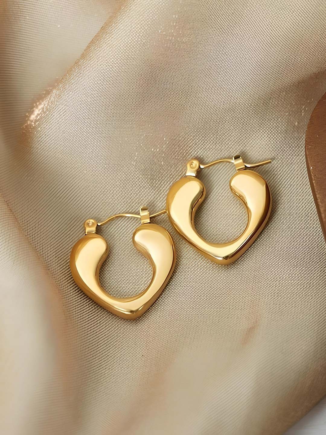 KARISHMA KREATIONS Gold-Plated Stainless Steel Contemporary Hoop Earrings