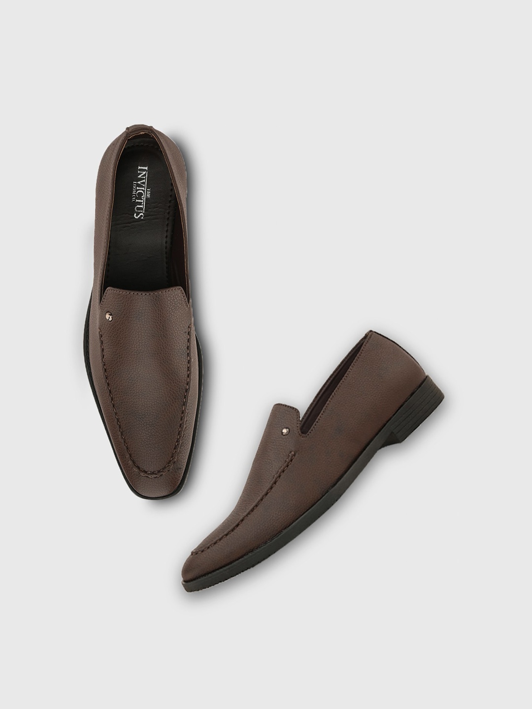 

INVICTUS Men Textured Formal Slip-Ons, Brown