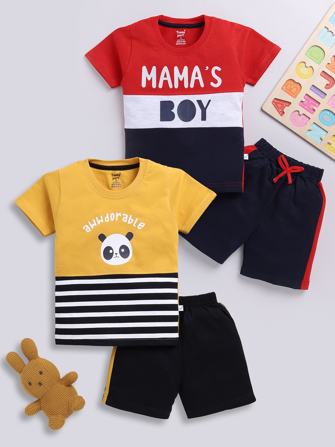 

Toonyport Boys Printed T-shirt with Shorts, Red