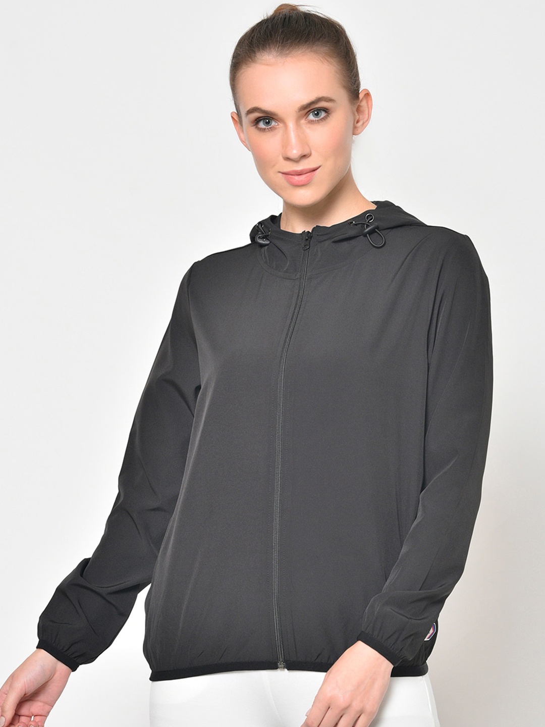 PERFKT-U Hooded Windcheater Antimicrobial Rapid Dry Sporty Jacket, Black