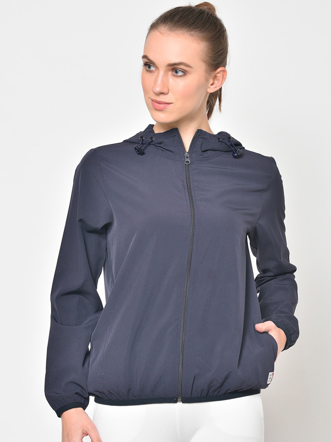 

PERFKT-U Hooded Windcheater Antimicrobial Rapid Dry Sporty Jacket, Navy blue