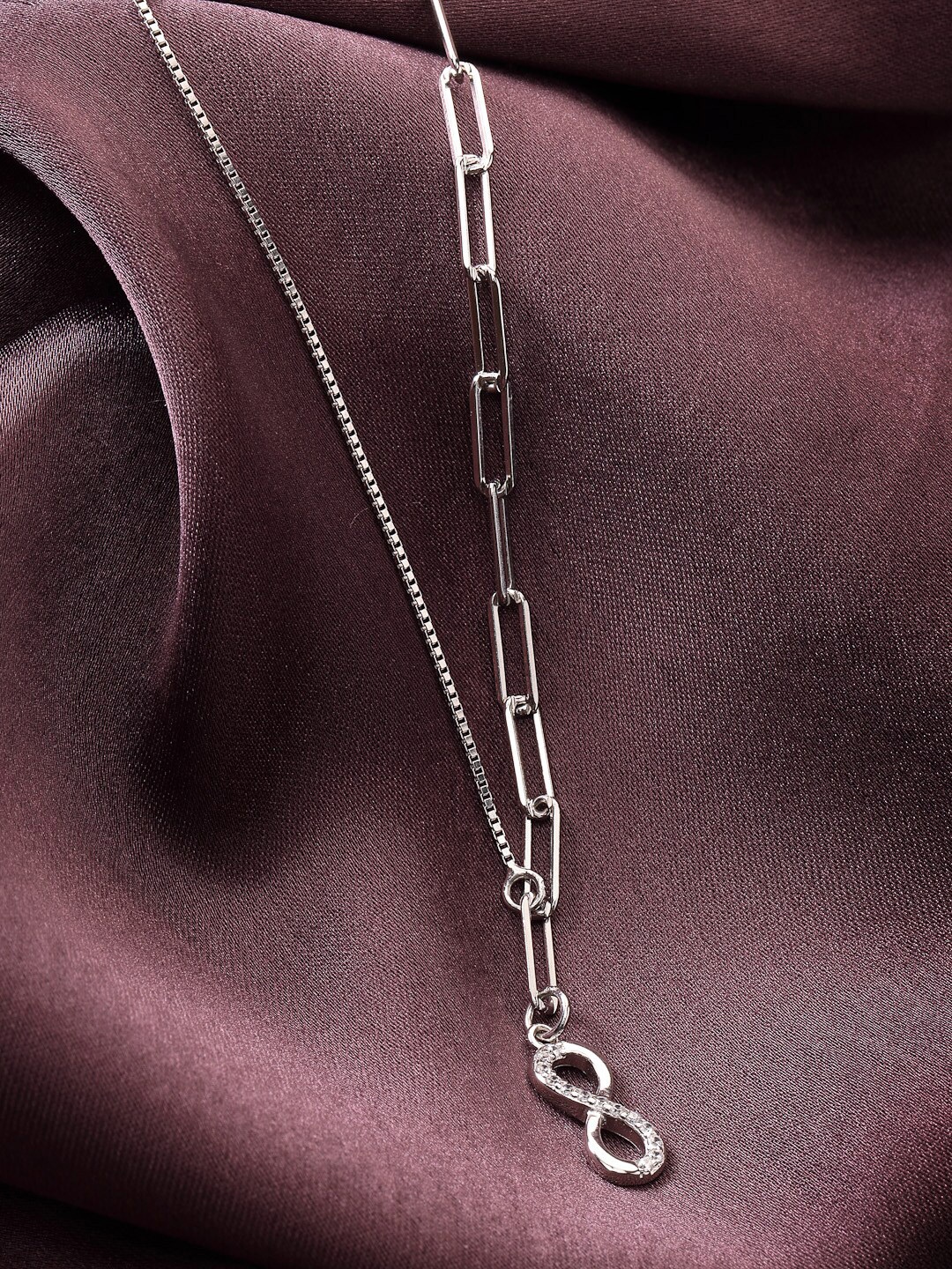 

PRIONI 925 Sterling Silver Rhodium-Plated CZ-Studded Classic Necklace