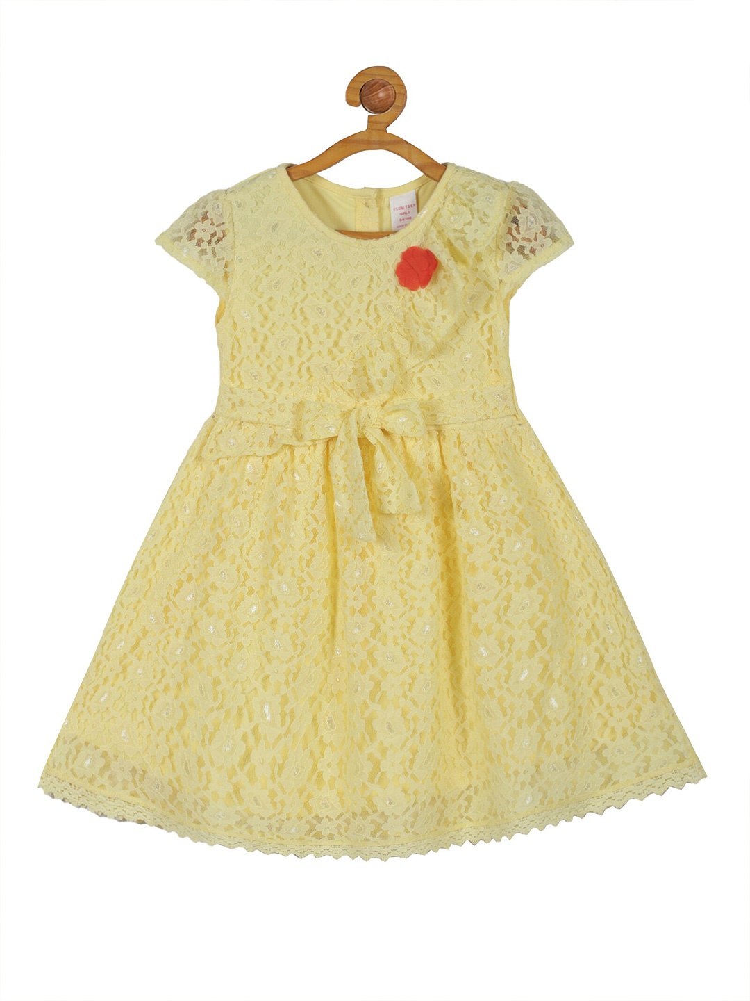 

PLUM TREE Girls Self Design Chiffon A-Line Dress, Yellow