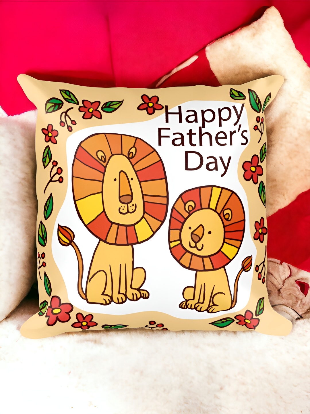 bettergiftflowers Yellow & White Father's Day Printed Square Cushion