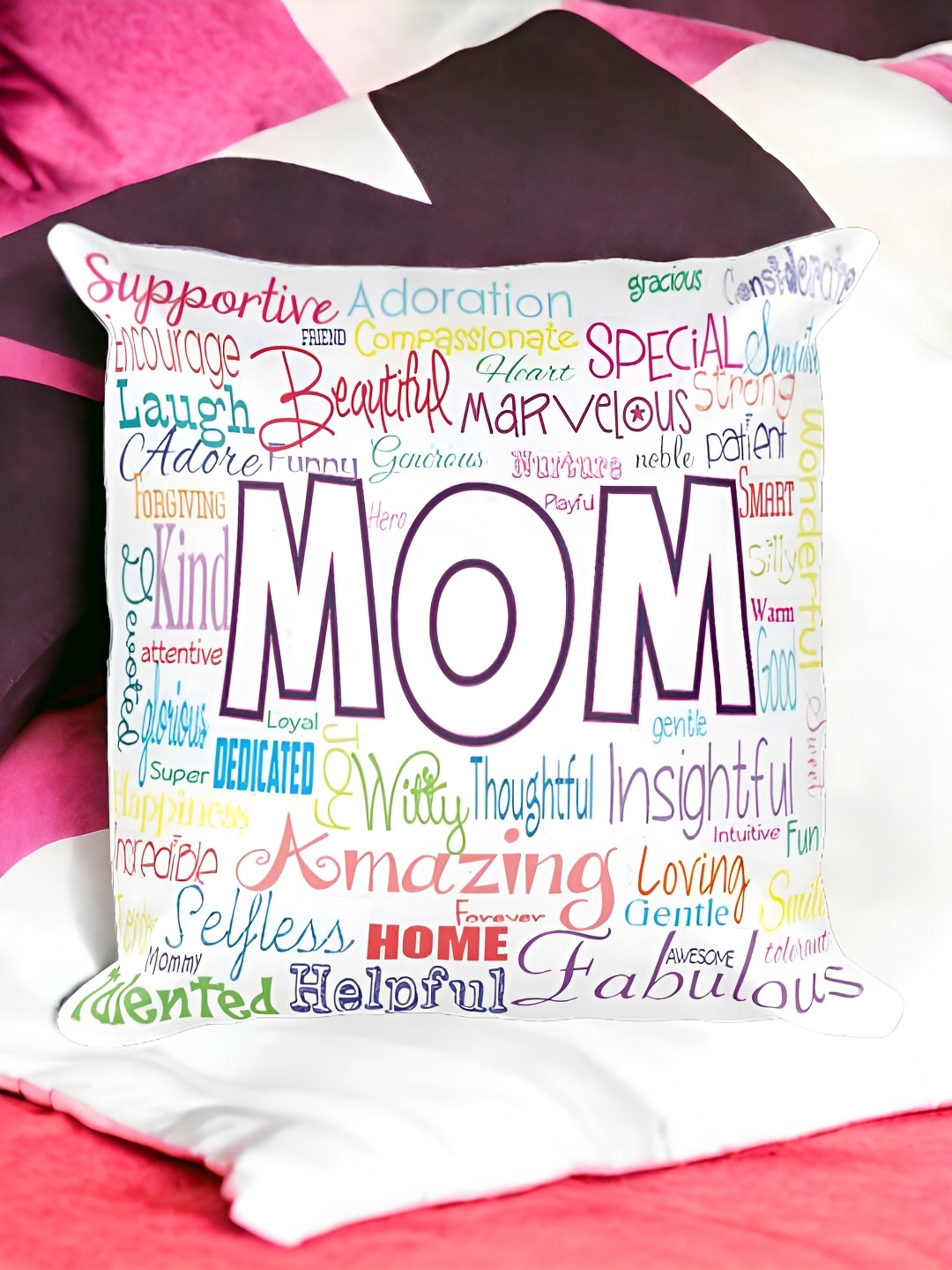 

bettergiftflowers White MOM Printed Square Cushion