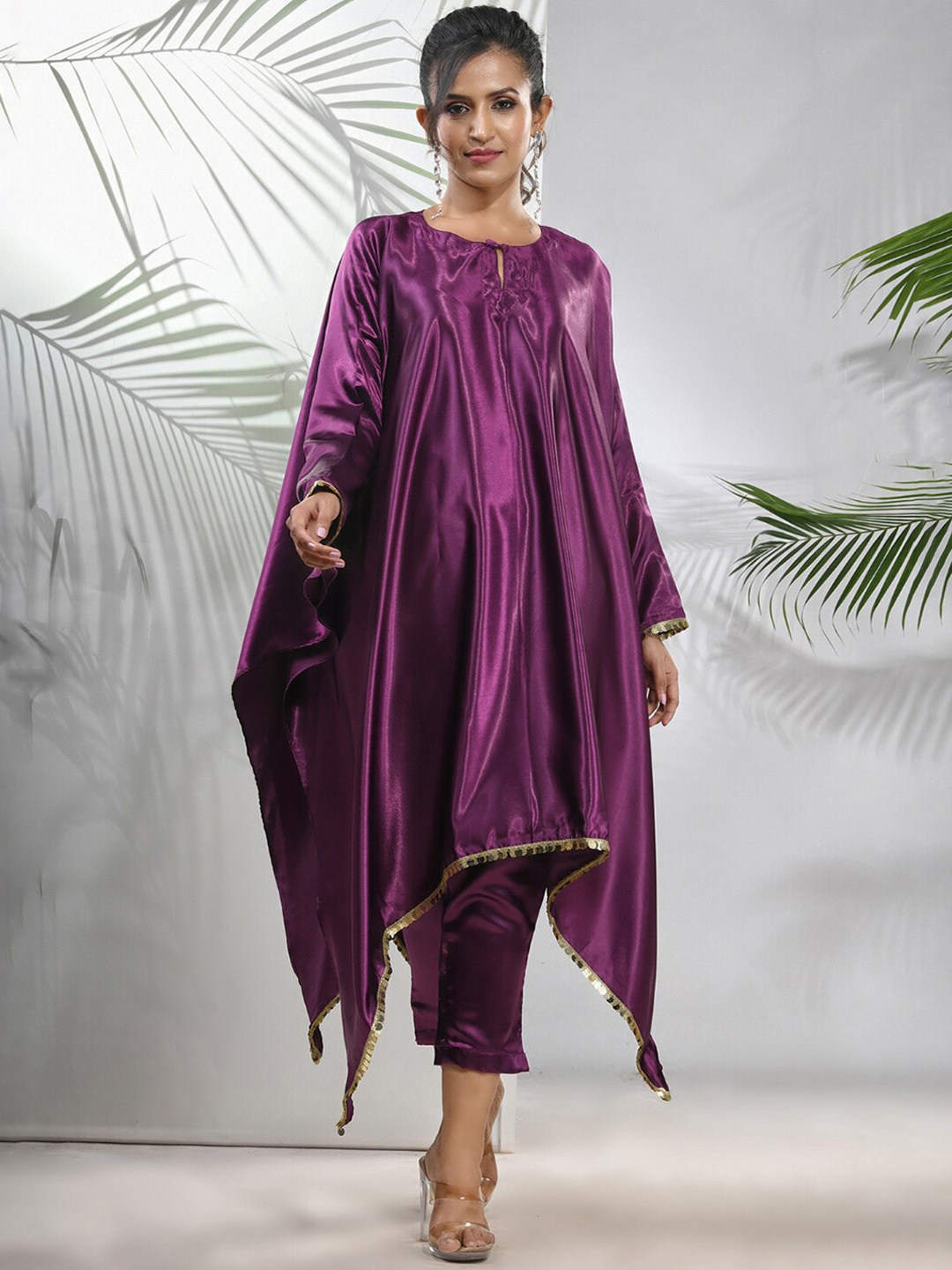 

Charukriti Regular Satin Kurta with Trouser, Purple