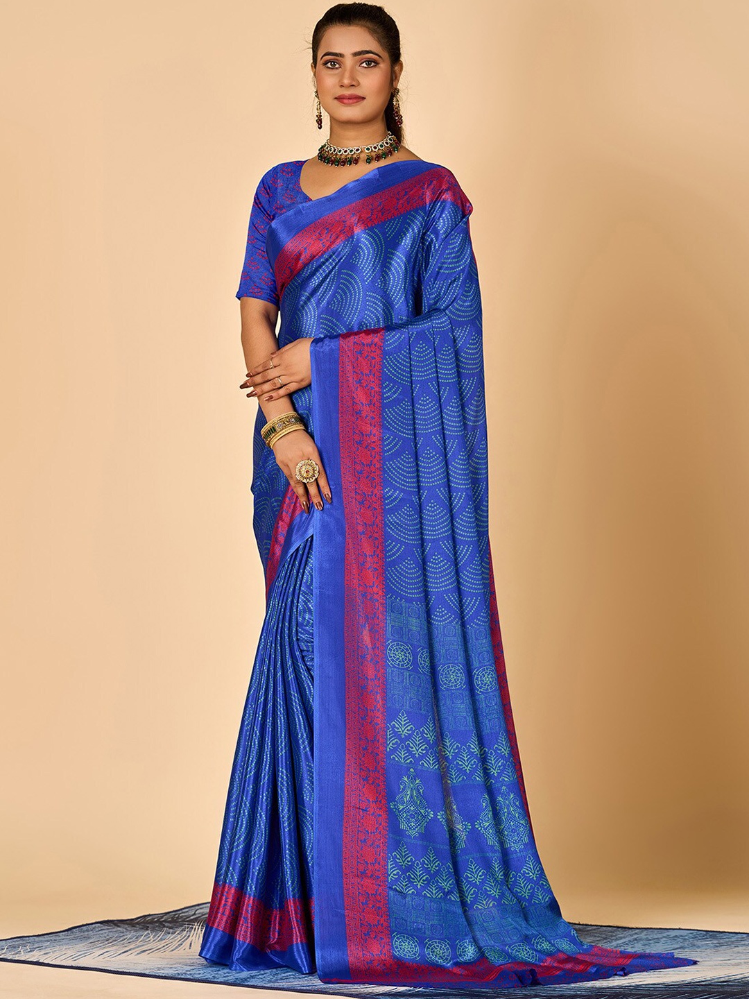 

NIRMAL CREATION Ethnic Motifs Printed Saree, Blue