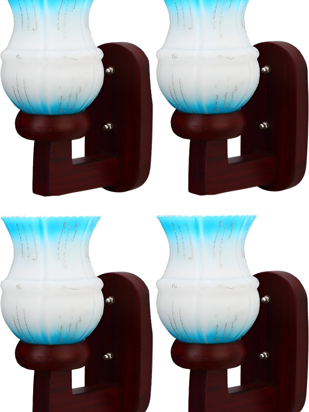 

1ST TIME White & Blue 4 Pieces Textured Glass Contemporary Wall Lamp