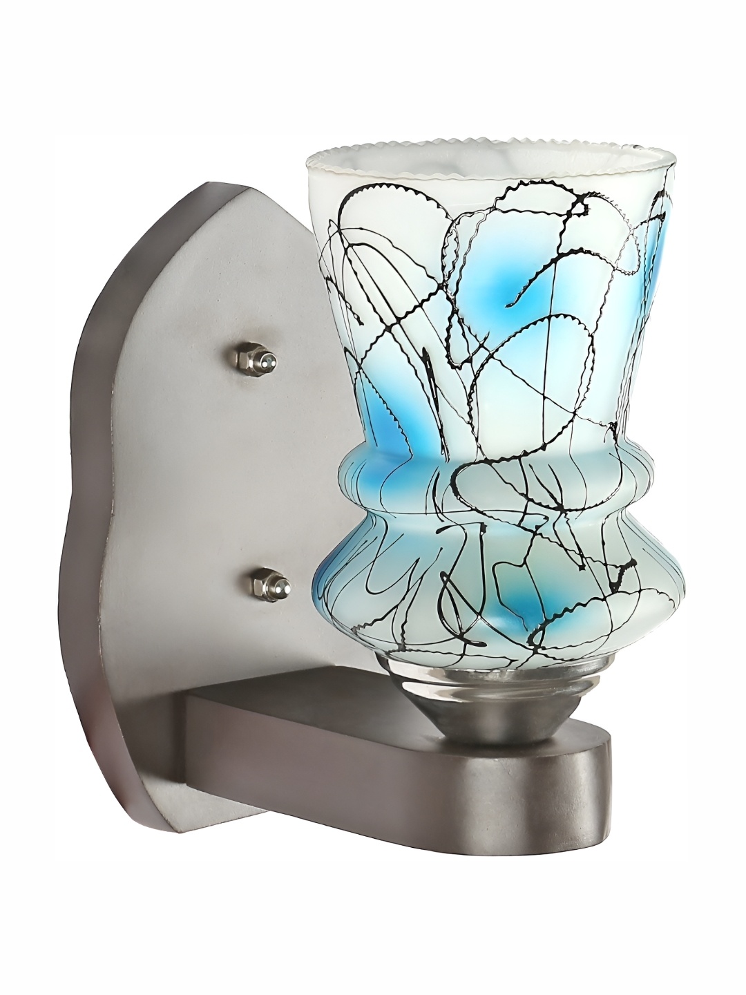 1ST TIME White & Blue Printed Glass Contemporary Wall Lamp