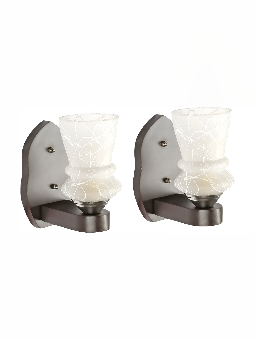 

1ST TIME White 2 Pcs Printed Glass Contemporary Abstract Shaped Shaped Wall Lamp