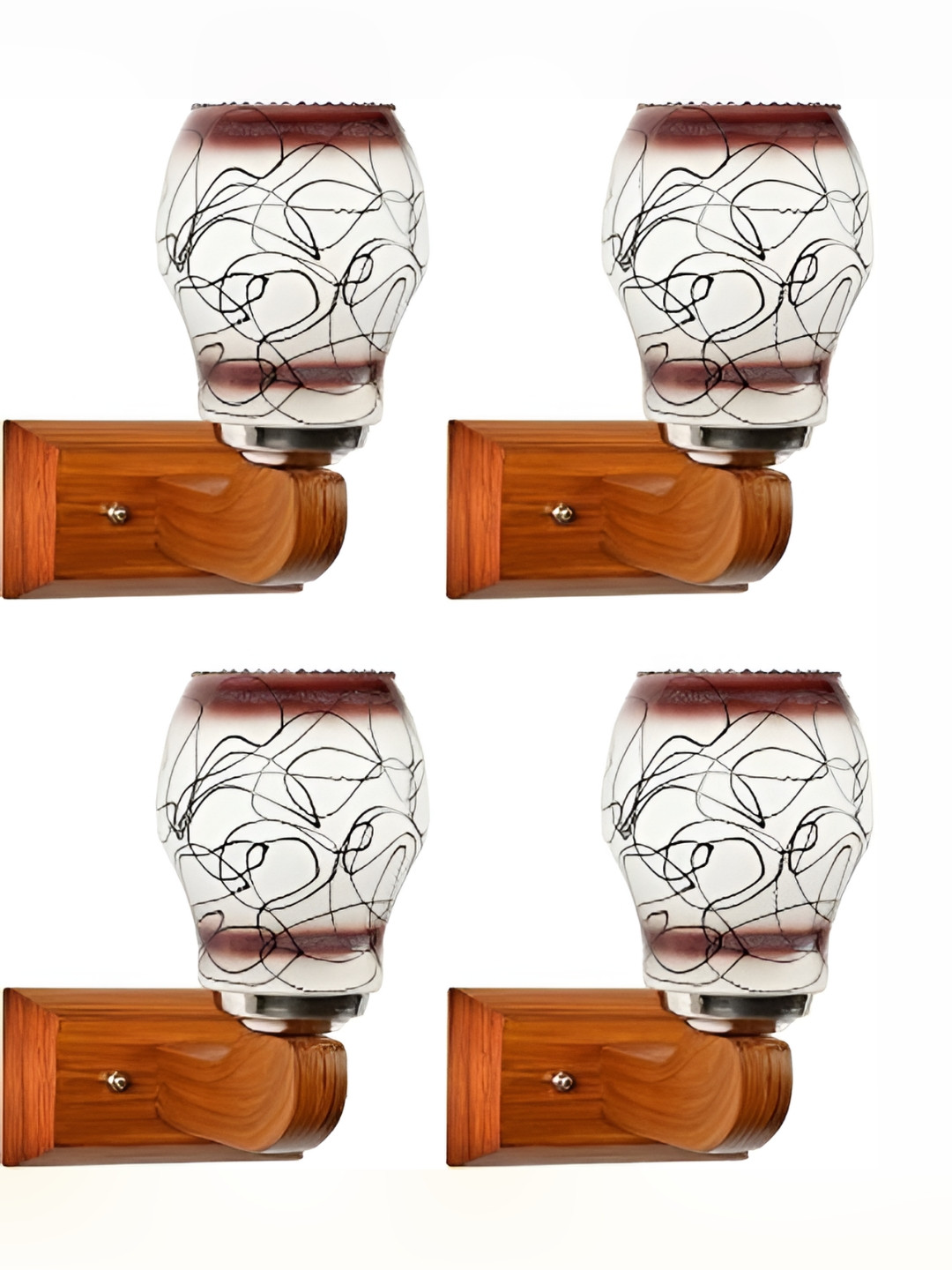

1ST TIME White & Brown 4 Pieces Printed Glass Contemporary Wall Lamp