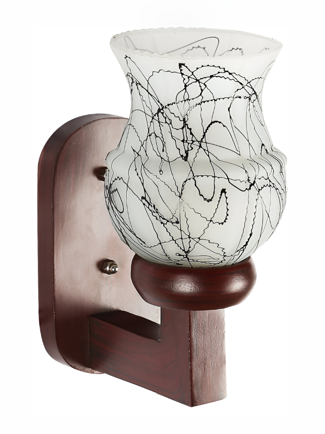 1ST TIME White & Brown Printed Contemporary Glass Wall Lamp