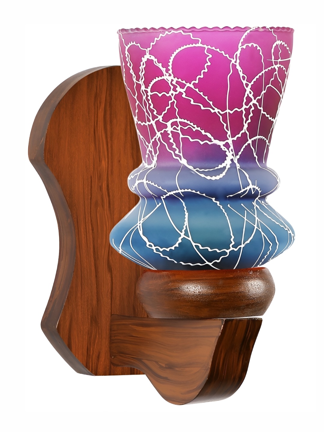 

1ST TIME Brown & Pink Printed Glass Traditional Abstract Shaped Shaped Wall Lamp