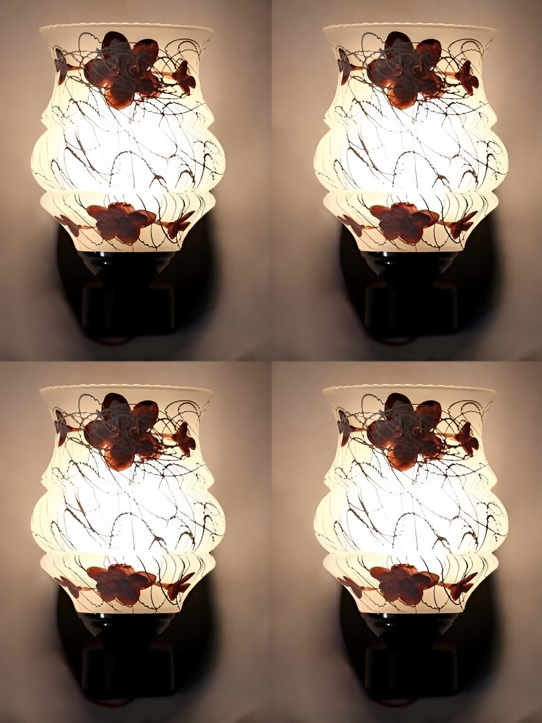 

1ST TIME White & Rust 4 Pcs Printed Glass Contemporary Wall Lamp