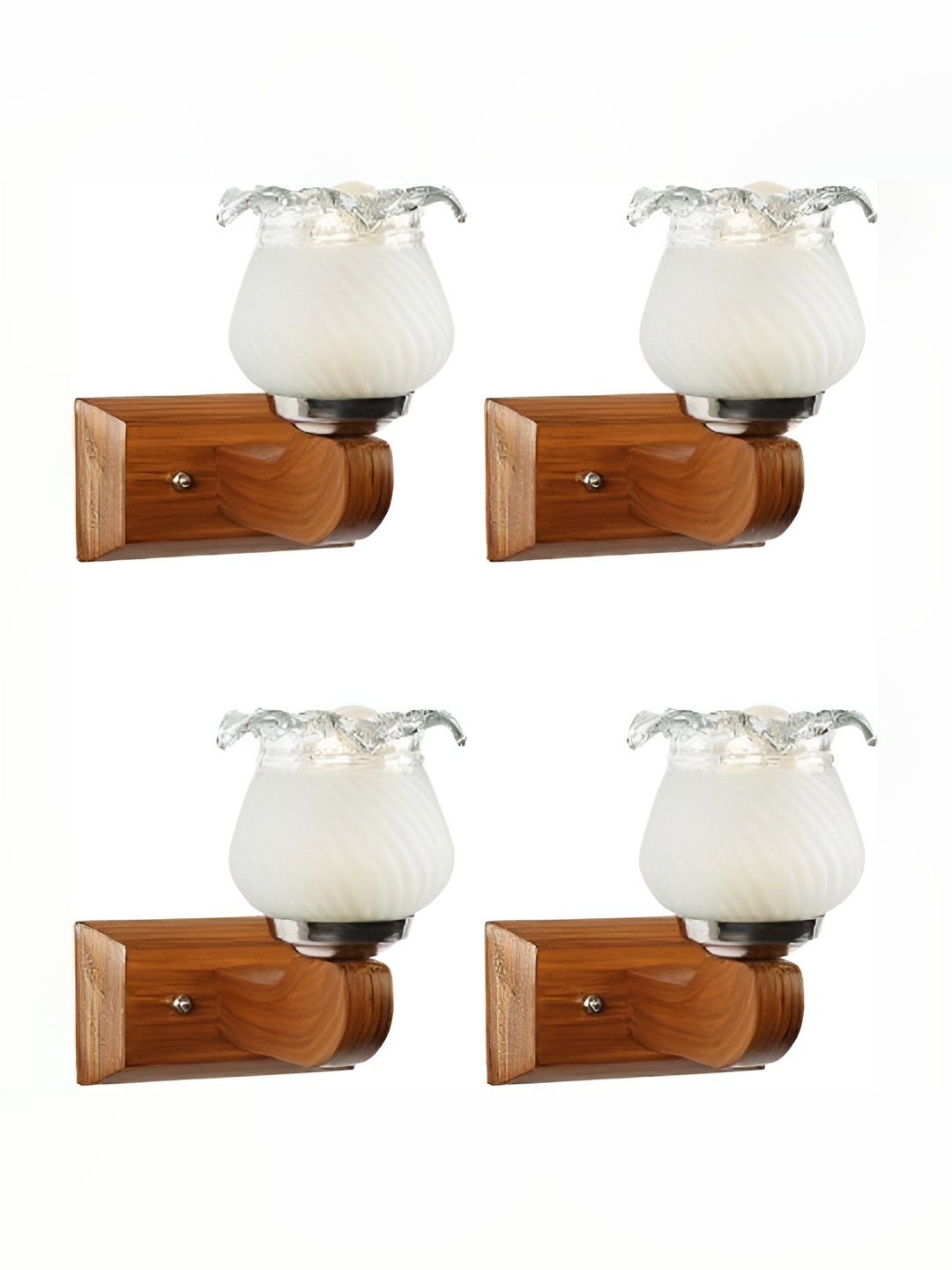 

1ST TIME White & Silver-Toned 4 Pcs Textured Glass Contemporary Rectangle Shaped Wall Lamp