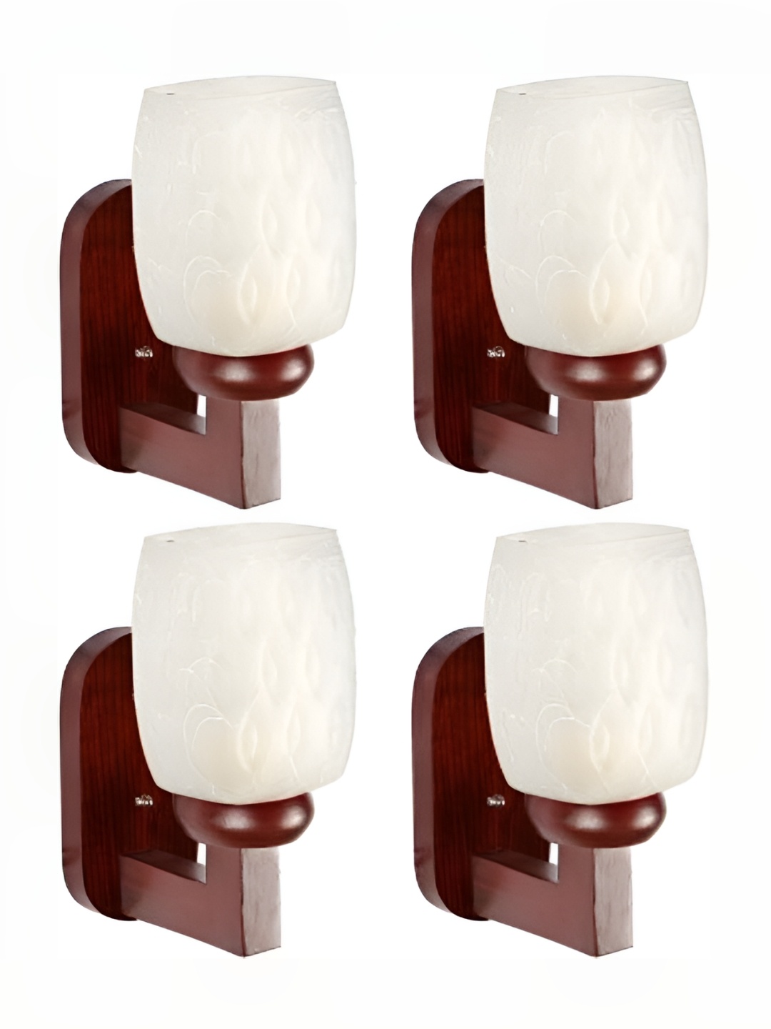 

1ST TIME White & Brown 4 Pieces Textured Glass Contemporary Abstract Shaped Wall Lamp