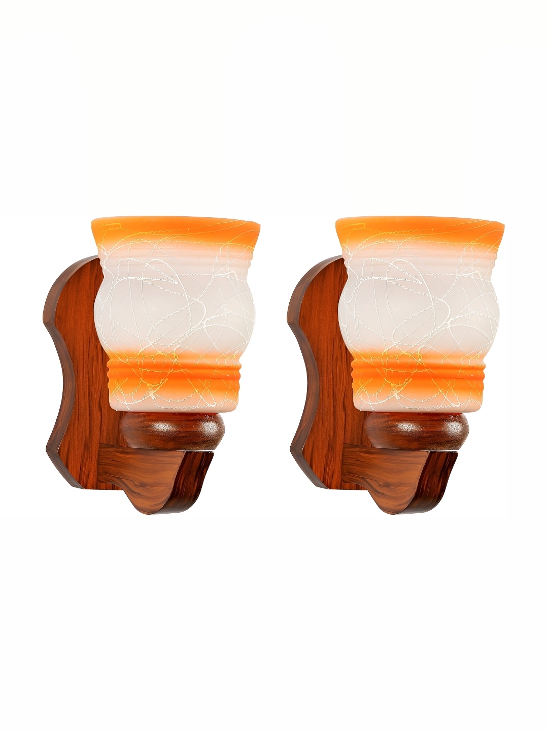 

1ST TIME Brown & White 2 Pieces Colourblocked Glass Contemporary Wall Lamps