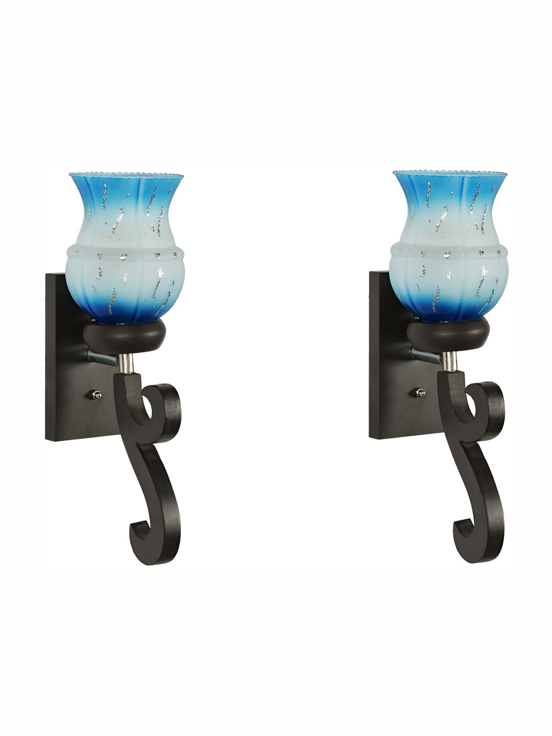 

1ST TIME White & Blue 2 Pieces Printed Glass Contemporary Wall Lamp
