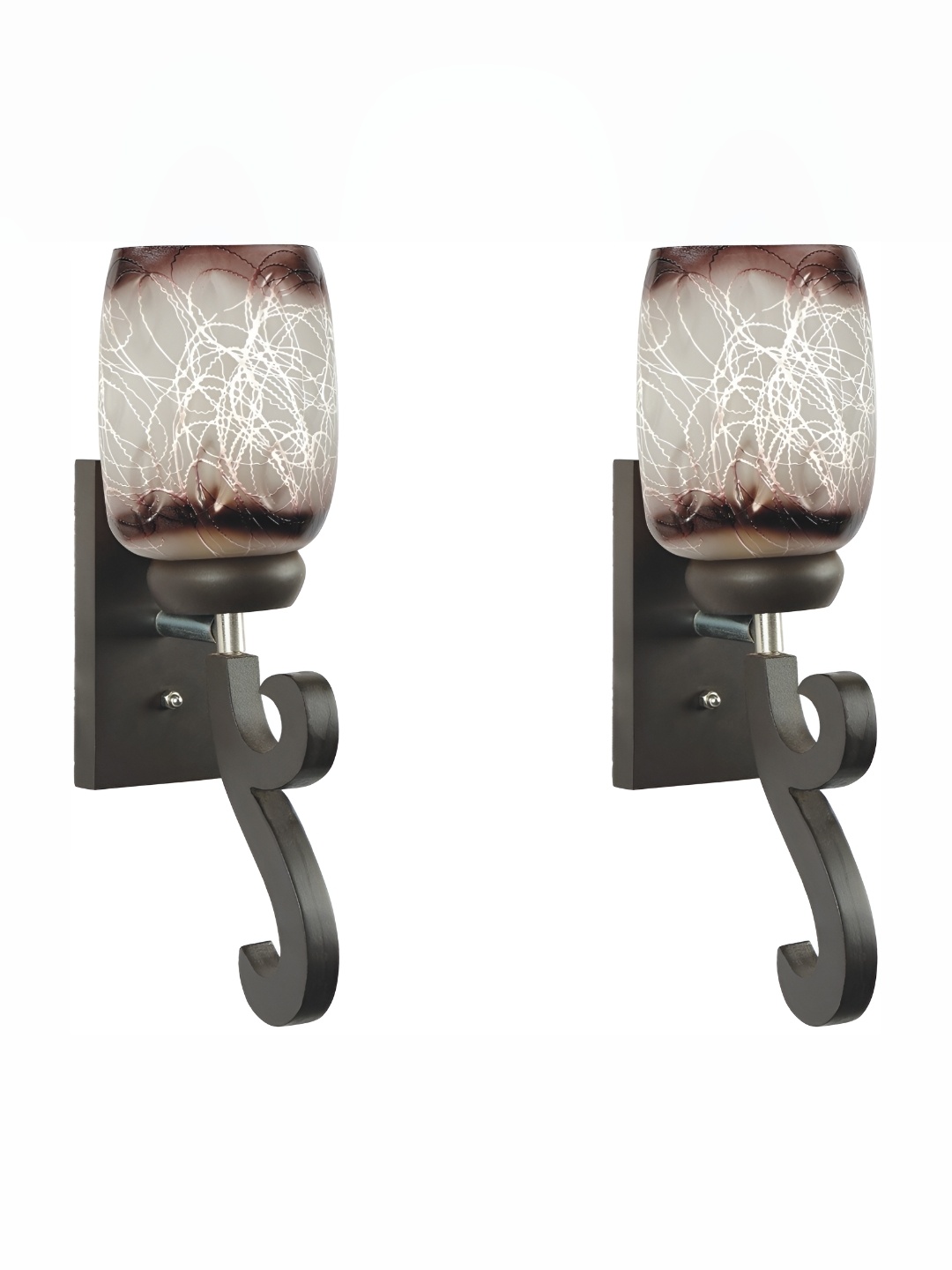1ST TIME Maroon & Brown Printed Glass Contemporary Wall Lamp