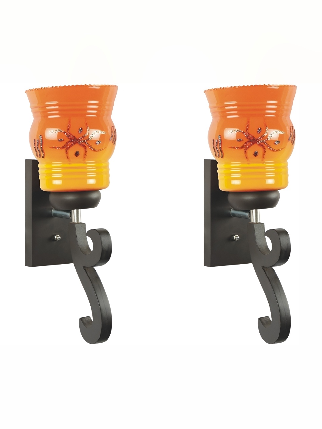 

1ST TIME Orange & Yellow Printed Glass Contemporary Abstract Shaped Shaped Wall Lamp